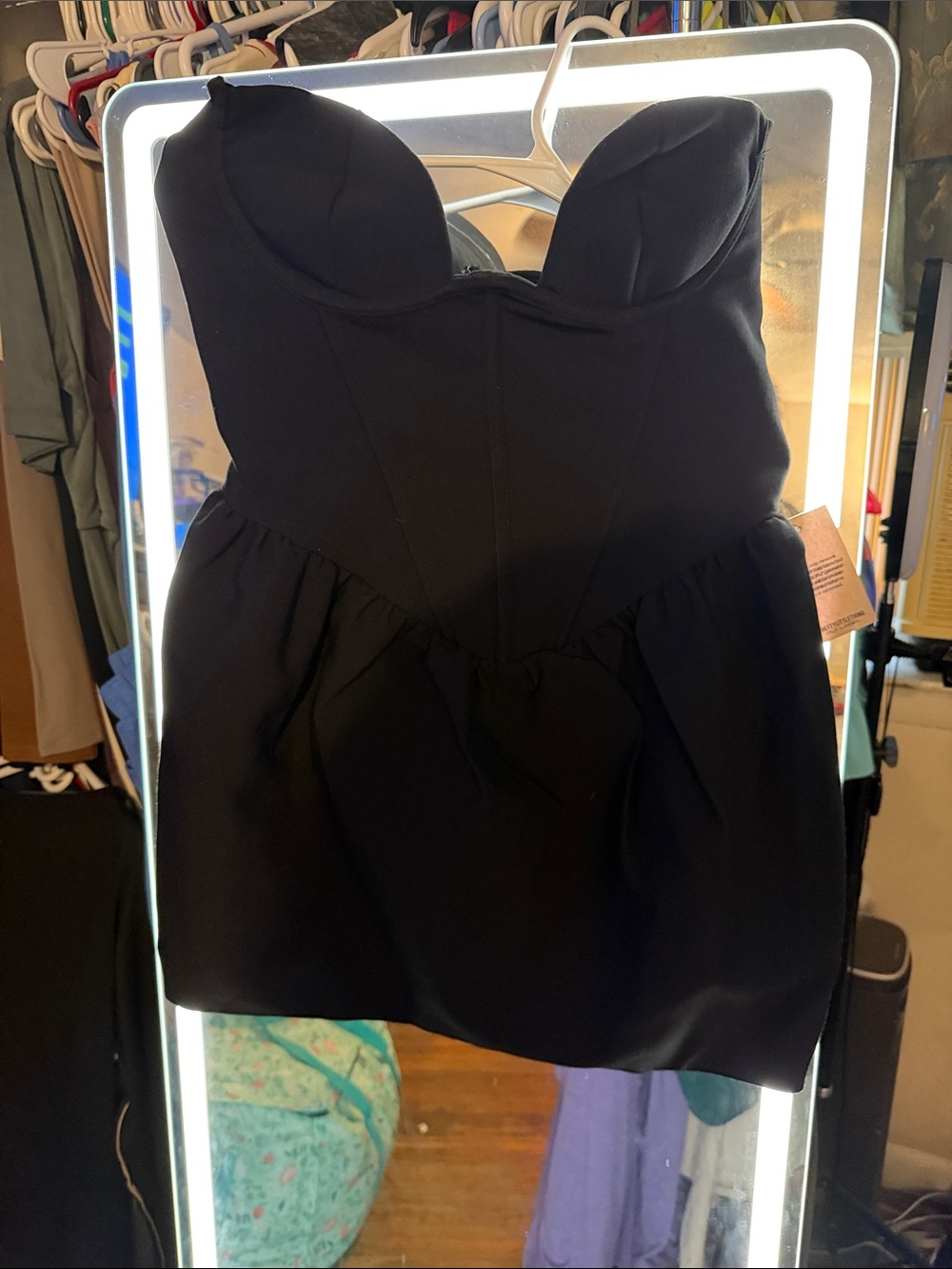 PrettyLittleThing Black Strapless Sweetheart Mini Dress